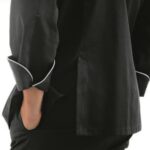 Tunica bucatar neagra, tercot, cu butoni, LIMA GIZA slim fit
