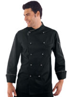 Tunica bucatar neagra, tercot, cu butoni, LIMA GIZA slim fit