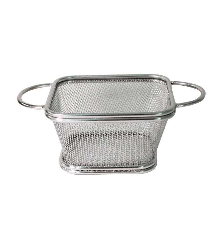 0198889 Cos dreptunghiular cu 2 manere din metal BINOX 10.5X9CM