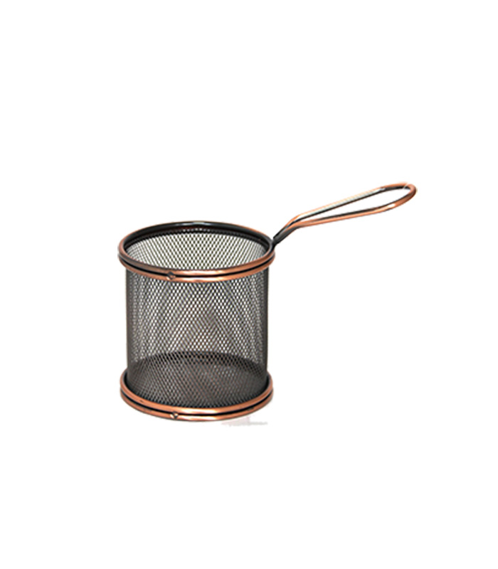 981210 Cos cilindric din metal BRONZE cu maner diametru 9 cm