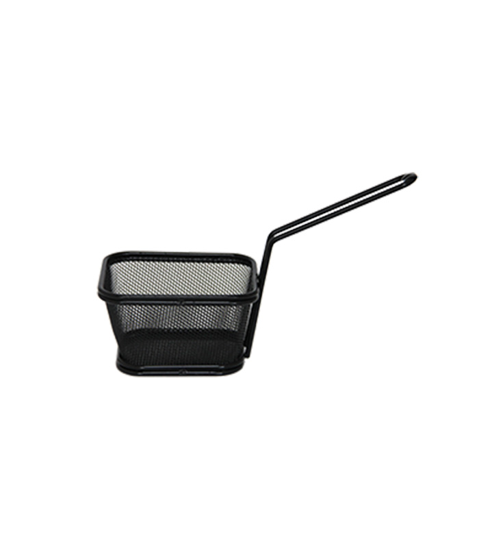 981342 Cos dreptunghiular inalt din metal BLACK cu maner