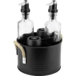 Set condimente 5 piese cu recipient inalt din tabla neagra HORECANO