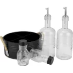 Set condimente 5 piese cu recipient din tabla neagra HORECANO