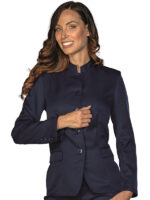 Sacou Nairobi cu guler mandarin poliester bleumarin