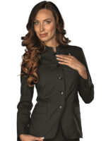 Sacou Nairobi cu guler mandarin si crapaturi laterale negru