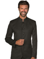 Sacou Riad cu guler mandarin poliester negru