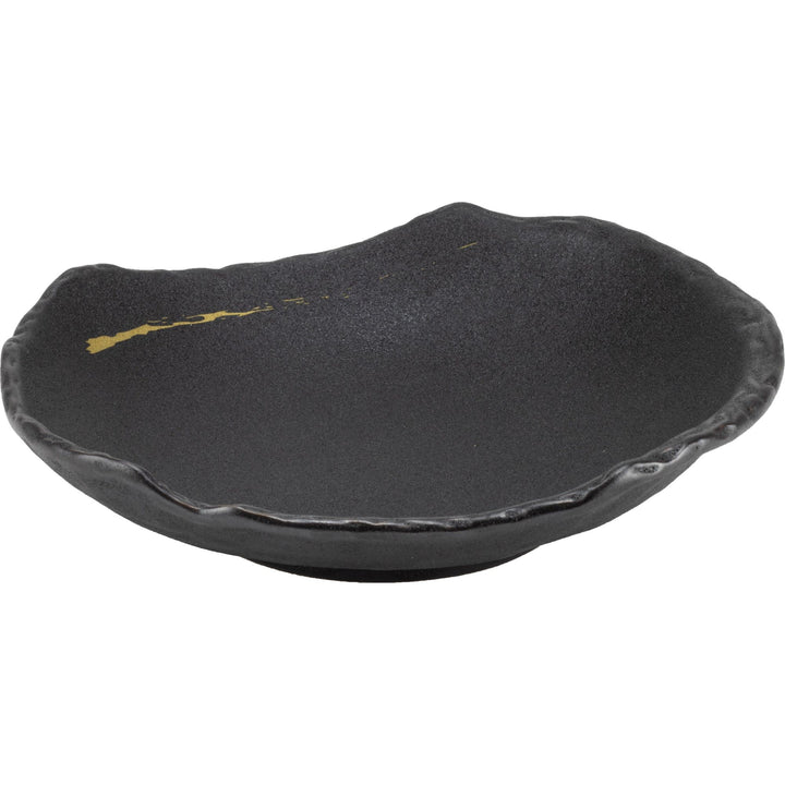 56539-farfurie adanca neagra cu filigram auriu pentru restaurant cu margini neregulate pentru un impact vizual de senzatie gio's Bol cu dimensiunea 18×17 cm HORECANO – WABI SABI