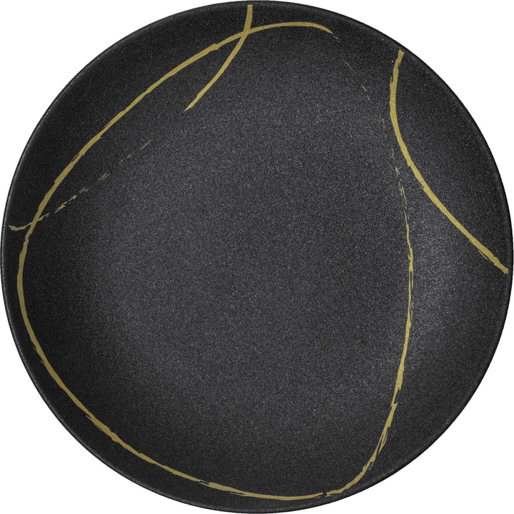 56540-farfurie intinsa pentru restaurant neagra cu filigram auriu si margini ridicate gio's Farfurie intinsa diametru 27.5 cm HORECANO – WABI SABI
