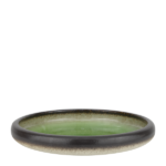 Farfurie întinsă verde 25 cm cu margini maro – Gama Gio Emerald HORECANO