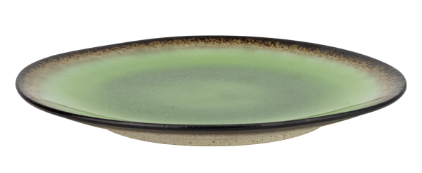Farfurie întinsă verde 25 cm cu margini maro – Gama Gio Emerald HORECANO