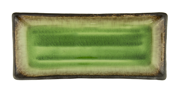 Platou dreptunghiular verde cu margini maro – 29 x 12,5 cm – Gama Gio Emerald HORECANO