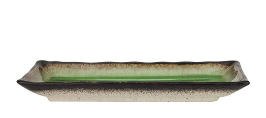 Platou dreptunghiular verde cu margini maro – 29 x 12,5 cm – Gama Gio Emerald HORECANO