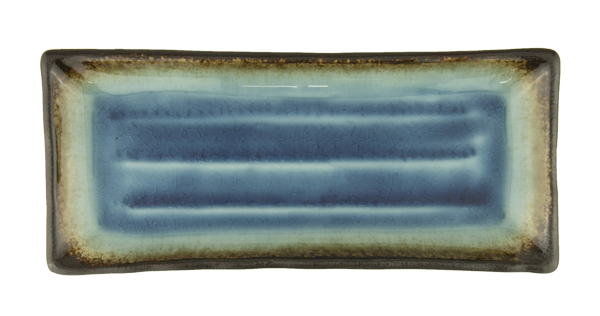Platou dreptunghiular bleu cu margini maro – 29 x 12,5 cm – Gama Gio Azuro