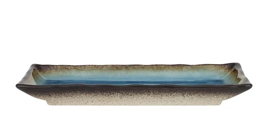 Platou dreptunghiular bleu cu margini maro – 29 x 12,5 cm – Gama Gio Azuro