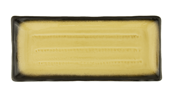 Platou dreptunghiular galben cu margini maro – 29 x 12,5 cm – Gama Gio Amber