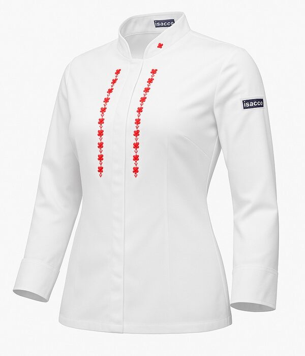 Tunica cu motive traditionale alba de dama, slim fit, tercot BOSTON