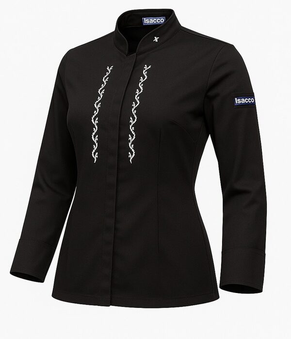 Tunica cu motive traditionale neagra de dama, slim fit, tercot BOSTON