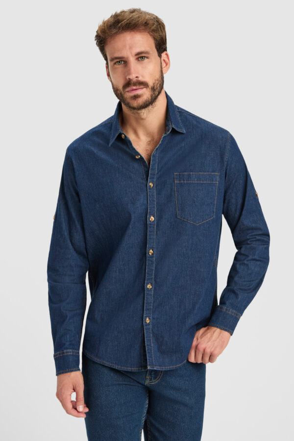 Cămașă denim bărbați LUJAN – cămașă ospătar jeans HoReCa